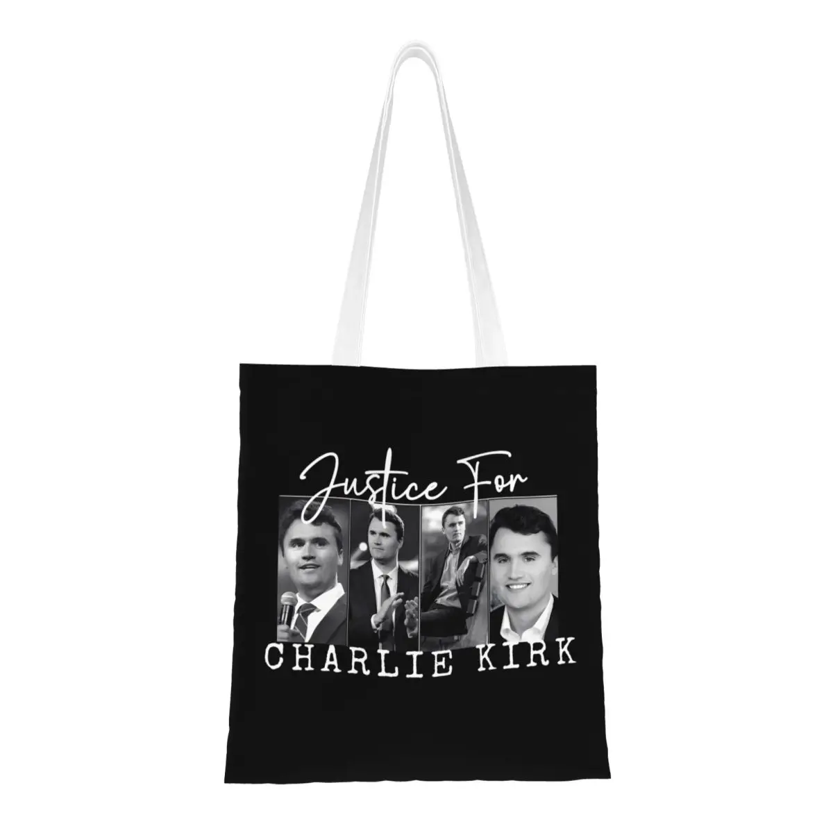 

Холщовая большая сумка «Молитесь Чарли Кирк», многоразовая сумка для продуктов большой емкости для женщин, студенческие сумки