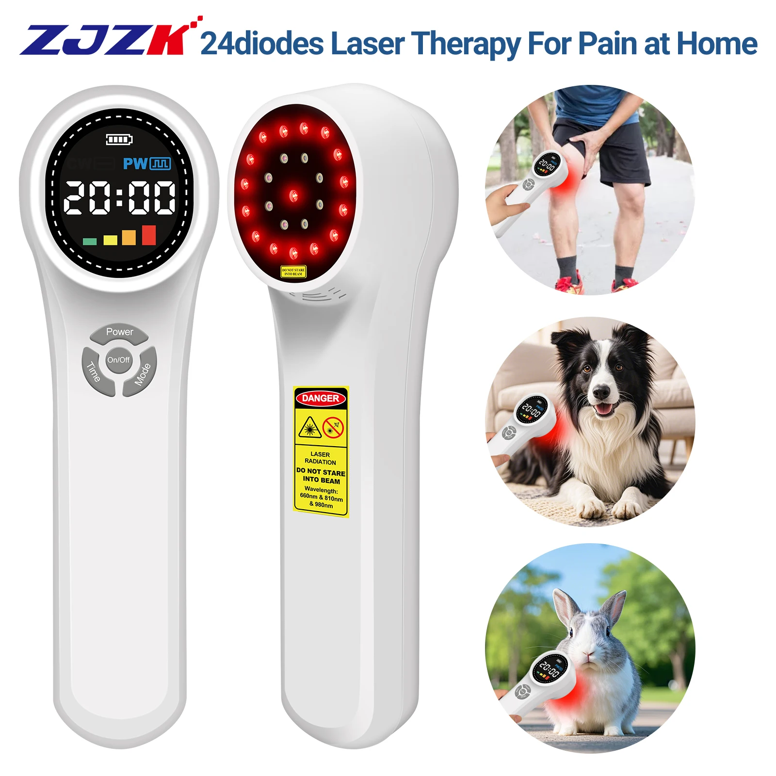 ZJZK ทางการแพทย์แสงอินฟราเรดเลเซอร์มือถือการจัดการความเจ็บปวดเลเซอร์บําบัดเนื้อเยื่อลึกสําหรับปวดคอโรคข้อเข่าเสื่อมของเข่า