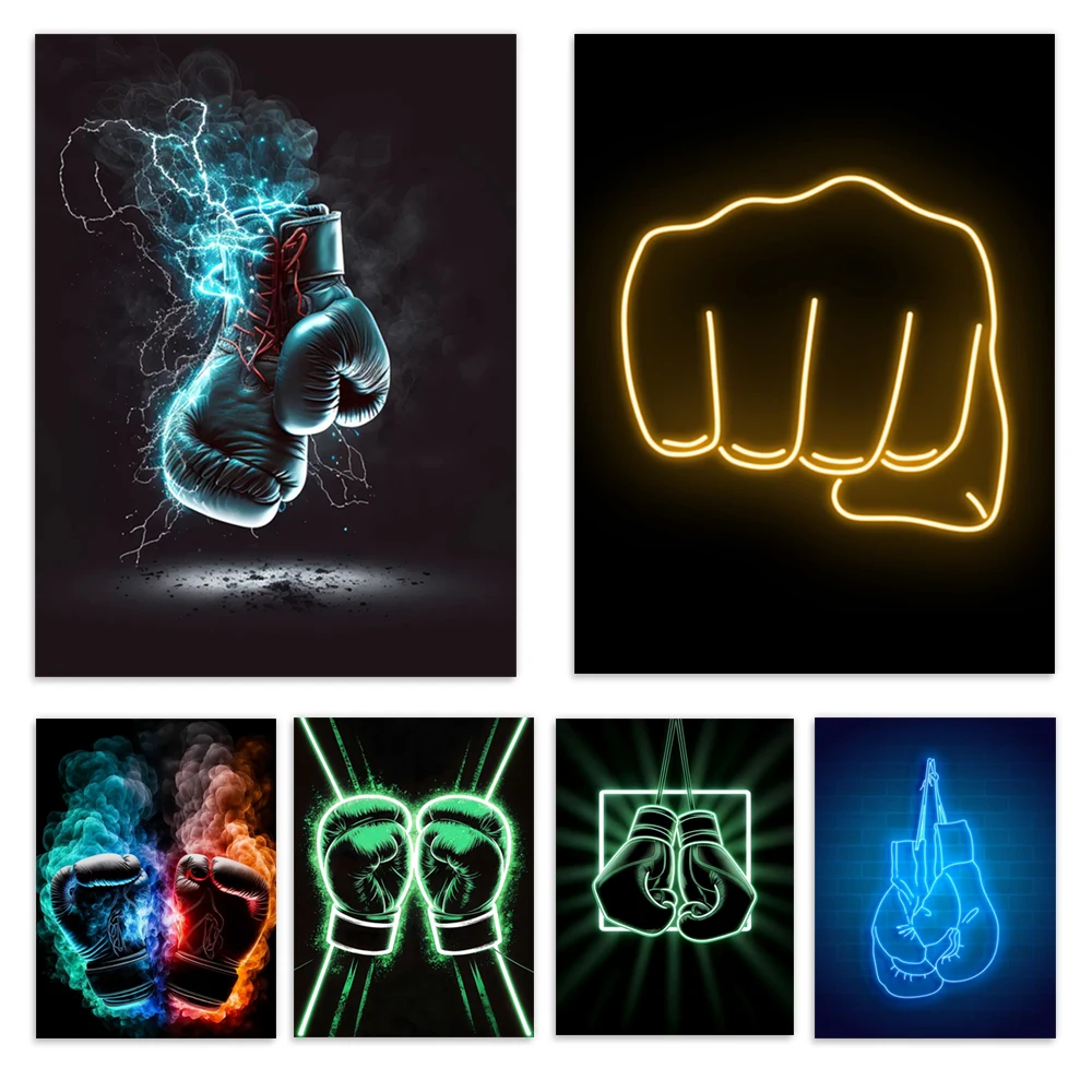 Boxing gloves art, fist bump poster print canvas painting wall decoration mural modern living room home decor