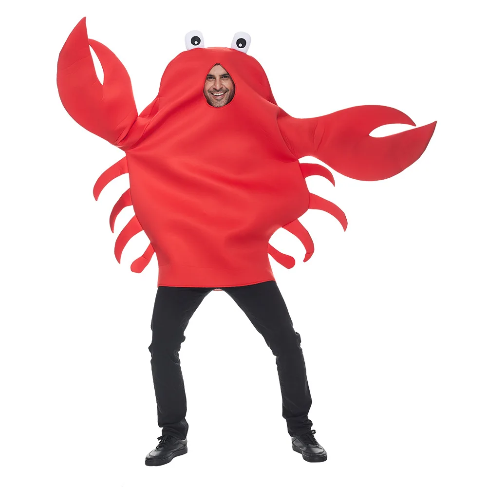 Traje de lagosta caranguejo vermelho roupa engraçado desempenho loween par criatura do mar simp soldado caranguejo geral cosplay terno
