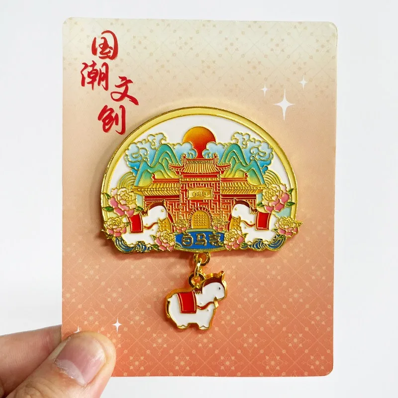 Henan Rotating Metal Fridge Magnet Luoyang Longmen Grottoes Laojun Mountain Travel Souvenir Magnetic Sticker Collectible Gift