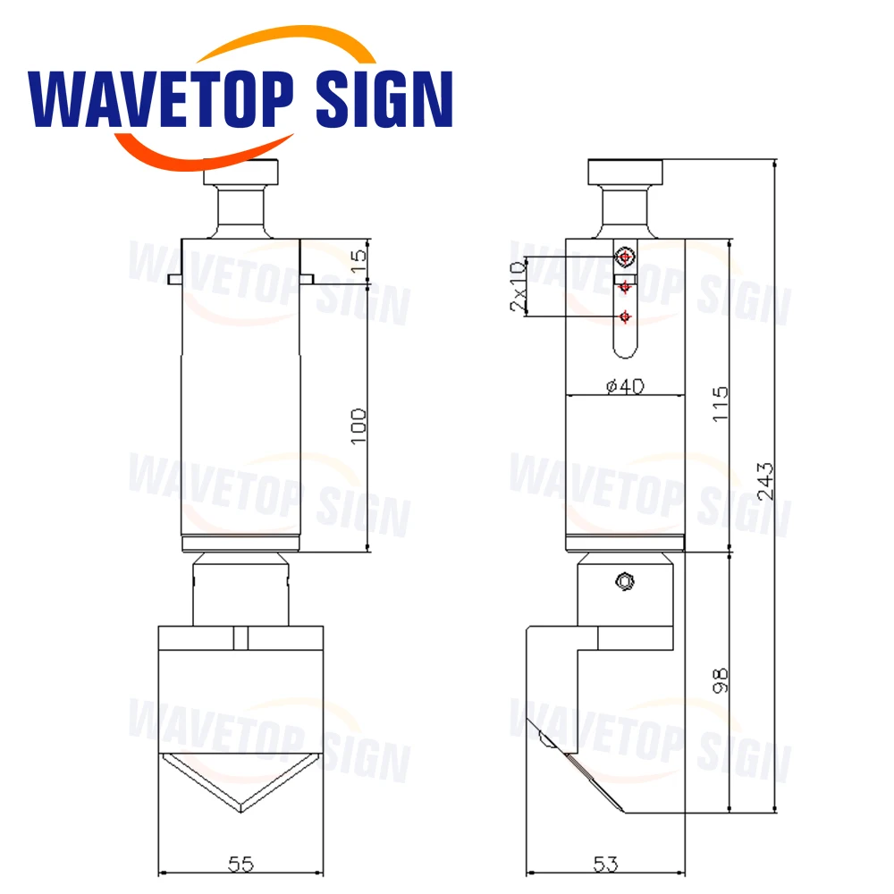 WaveTopSign CNC Equal Edge Oblique Knife Cutter Thickness 20mm Vibrating Knife Head for Soft Glass PVC Honeycomb Board KT Board