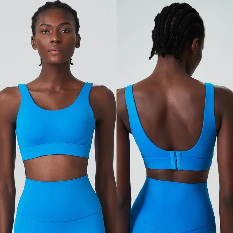 FUBEIKE Large Size Deep Breathing Cup U Women's Back Sports Bra Shockproof Solid Color Fashion Fitness Running Yoga Bra Vest