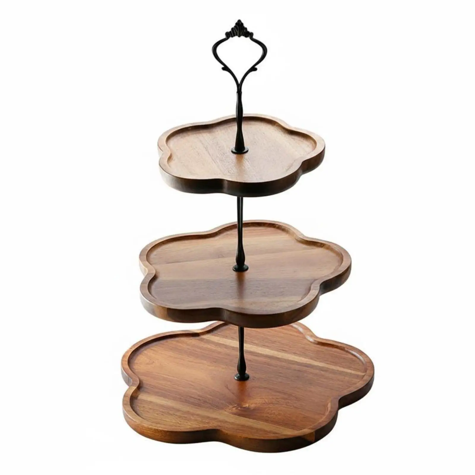 Metal and Wood Cupcake Display Stand Three Tier Cake Rack for Wedding Dessert Table Decor
