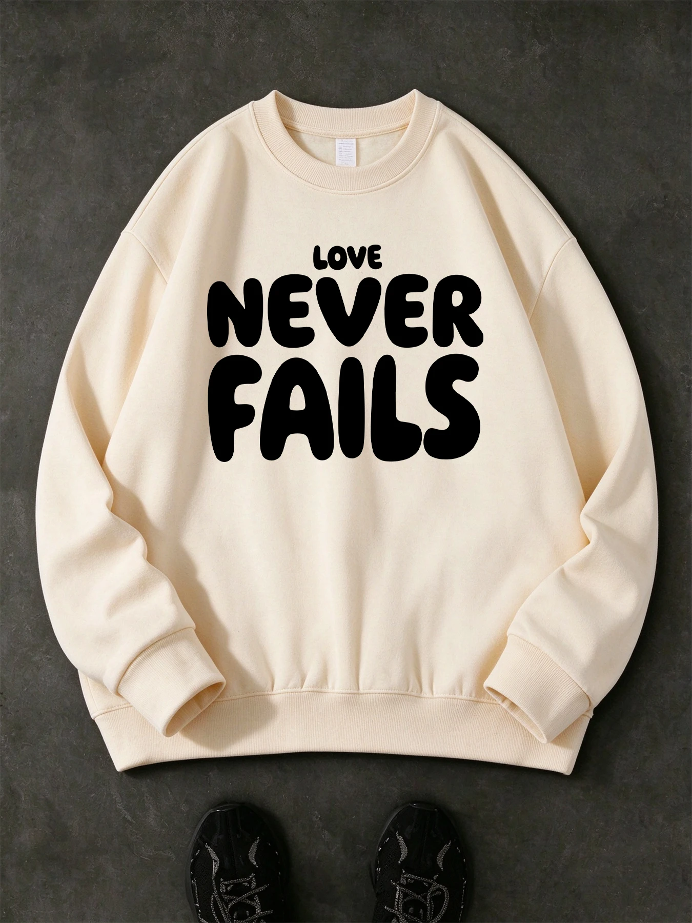 Love Never Fails Printing Pullovers Women'S Fleece Casual Sportswear Autumn Crewneck Sweatshirt Jogging Y2K Loose Clothes