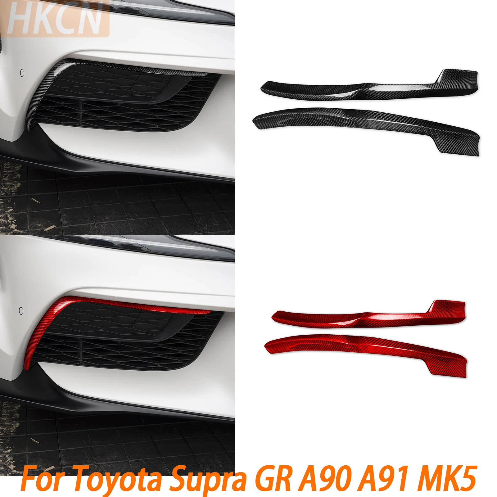 

Для Toyota Supra GR A90 A91 MK5 2020-2024: Декоративная накладка/рамка/спойлер на верхнюю часть переднего бампера из настоящего сухого карбона