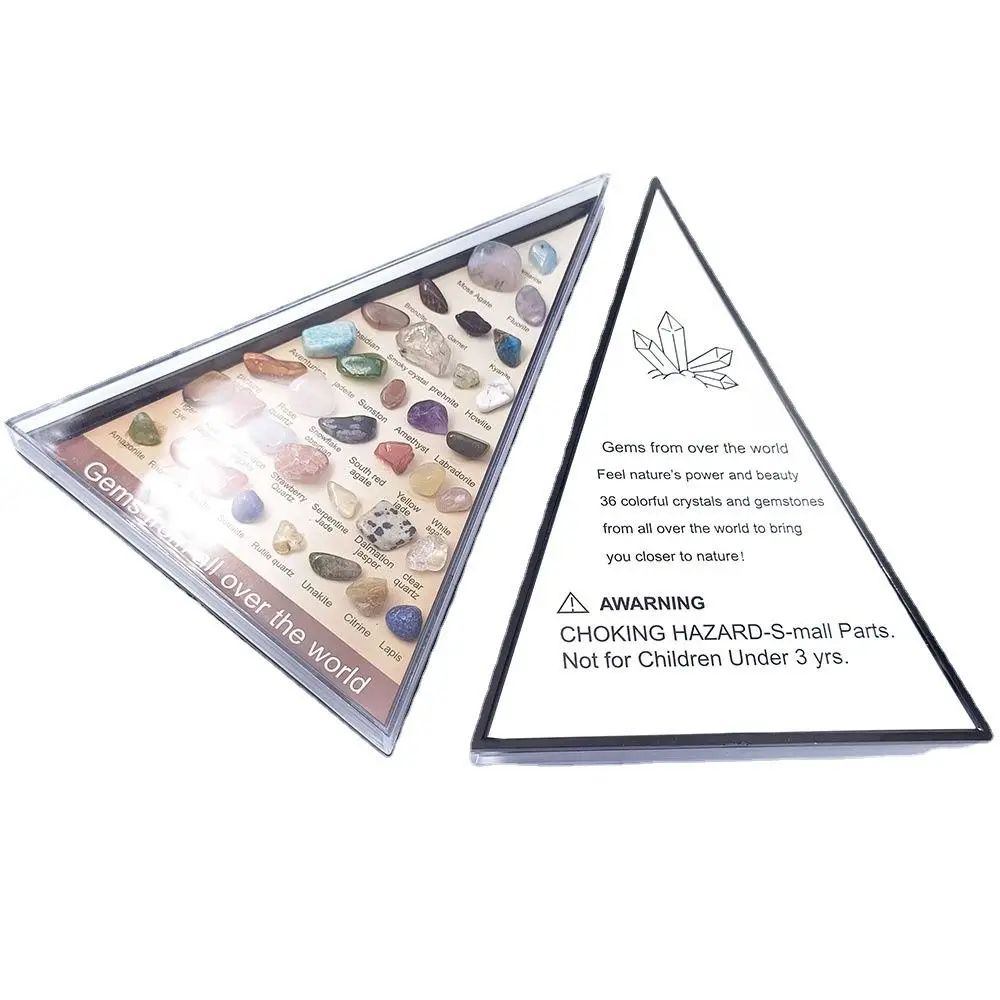 Gemstones Natural Crystal Rock Collection 36 Ore Natural Crafts Natural Specimens Triangular Set Mineral Rock Polishing Funny