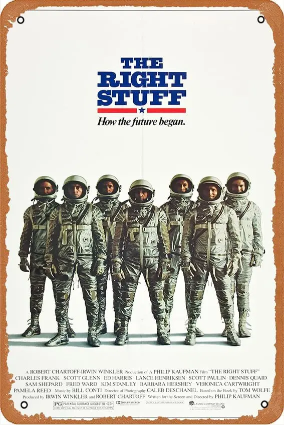 The Right Stuff Movie Poster Print - 1983 - Action - 1 Sheet Artwork Tin Sign for Wall Decorative Metal Signs Living Room,Office