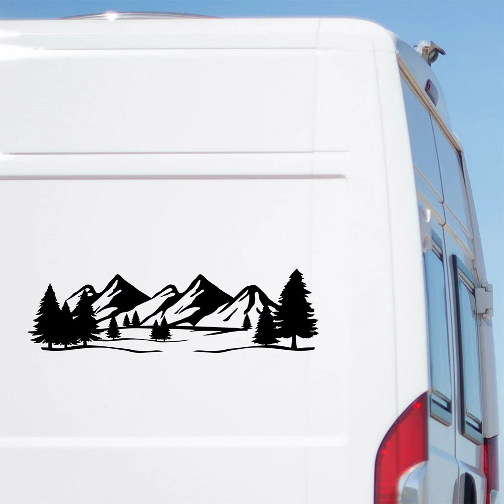 Car Styling Mountain Forest Landscape Stickers Caravan Motorhome Decoration Adventure Camping Camper Car Van Large Decals