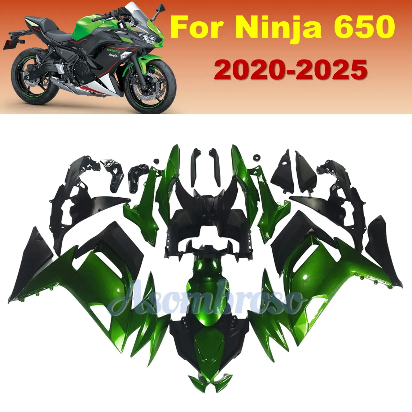 Fit for Kawasaki Ninja650 2021 2022 2023 2024 2025 ER-6F EX650 Green Motorcycle Accessories Body Panel Frame Fairing Kit