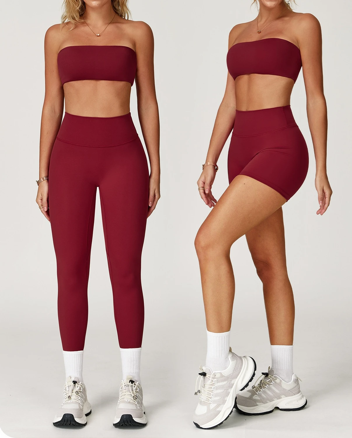 

Fashionable Women's Strapless Fitness Suit Quick Drying Hip Lifting Running Sports Wear