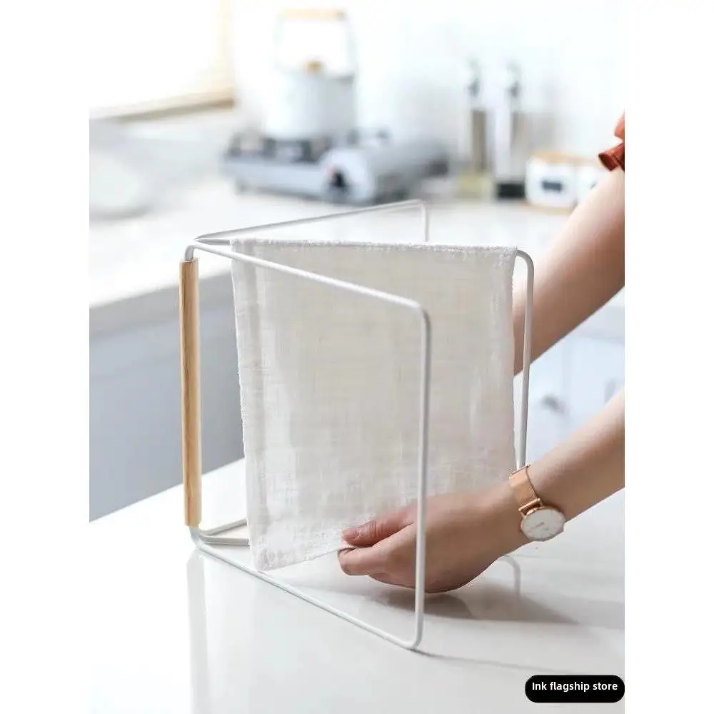 Suporte de Toalhas de Cozinha Estilo Japonês, Prateleira de Armazenamento Vertical, Suporte Dobrável Multinível para Panos de...