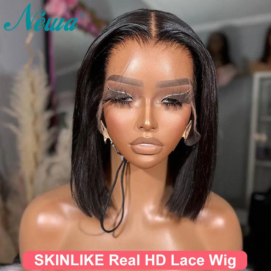 

Short BOB 13x6 HD Lace Full Frontal Wig Silk Straight 250% Density Glueless Human Hair HD Wig Ultra Thin Swiss HD Lace Melt Skin
