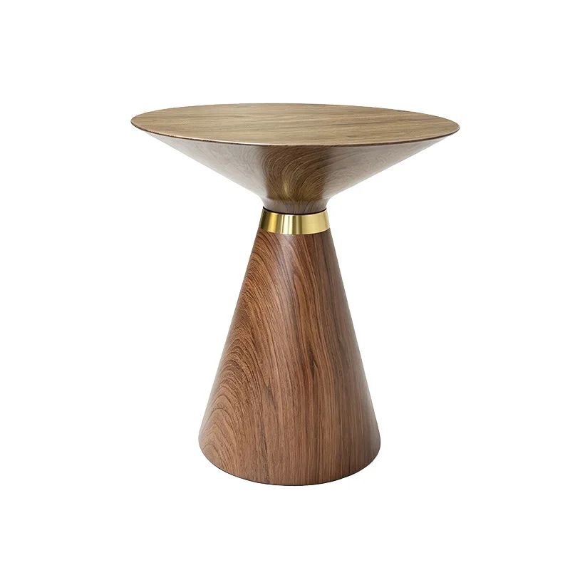 Solid wood edge few walnut living room sofa small coffee table, stainless steel rounded corner few