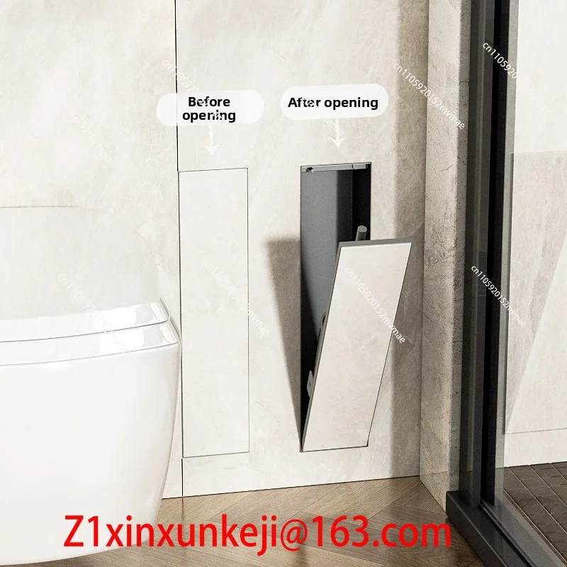 Modern Bathroom Hidden Toilet Brush Set | Stainless Steel Wall Niche with Silicone Brush, Embedded Design
