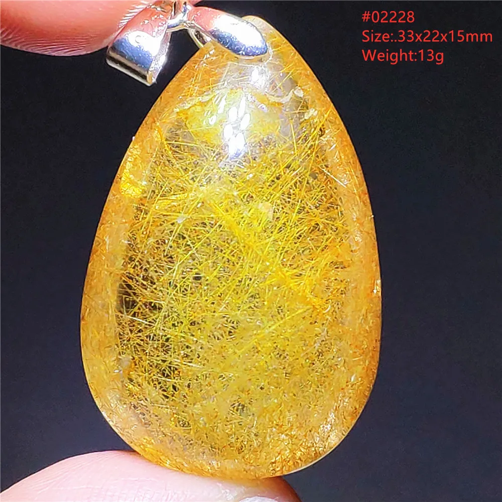 Natural Copper Rutilated Quartz Water Drop Pendant Brazil Jewelry Crystal Wealthy Rare Gold Rutilated Necklace Beads AAAAAA