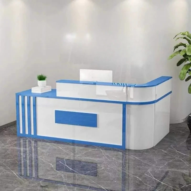 Customized Luxury Reception Desk Glamour Storage Classic Aesthetic Reception Desks Unique Design Theke Empfang Office Furniture