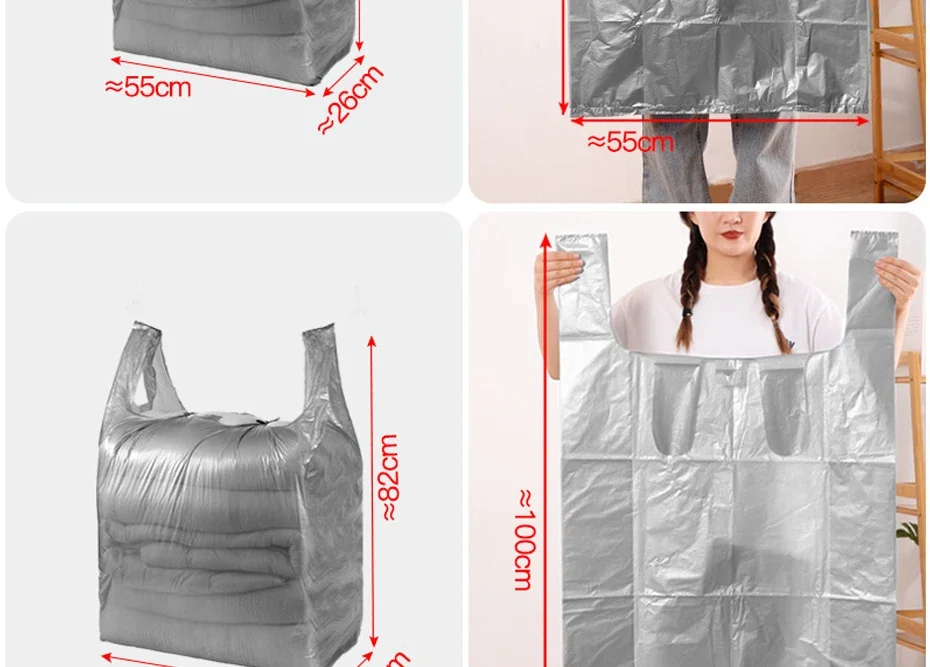 1 ​ 0PCS Große Kapazität Kunststoff Taschen Verdicken Moving Verpackung Tasche Kleidung Lagerung Taschen für Spielzeug Bettdecke Decke Bettwäsche Organizer – Detail 4