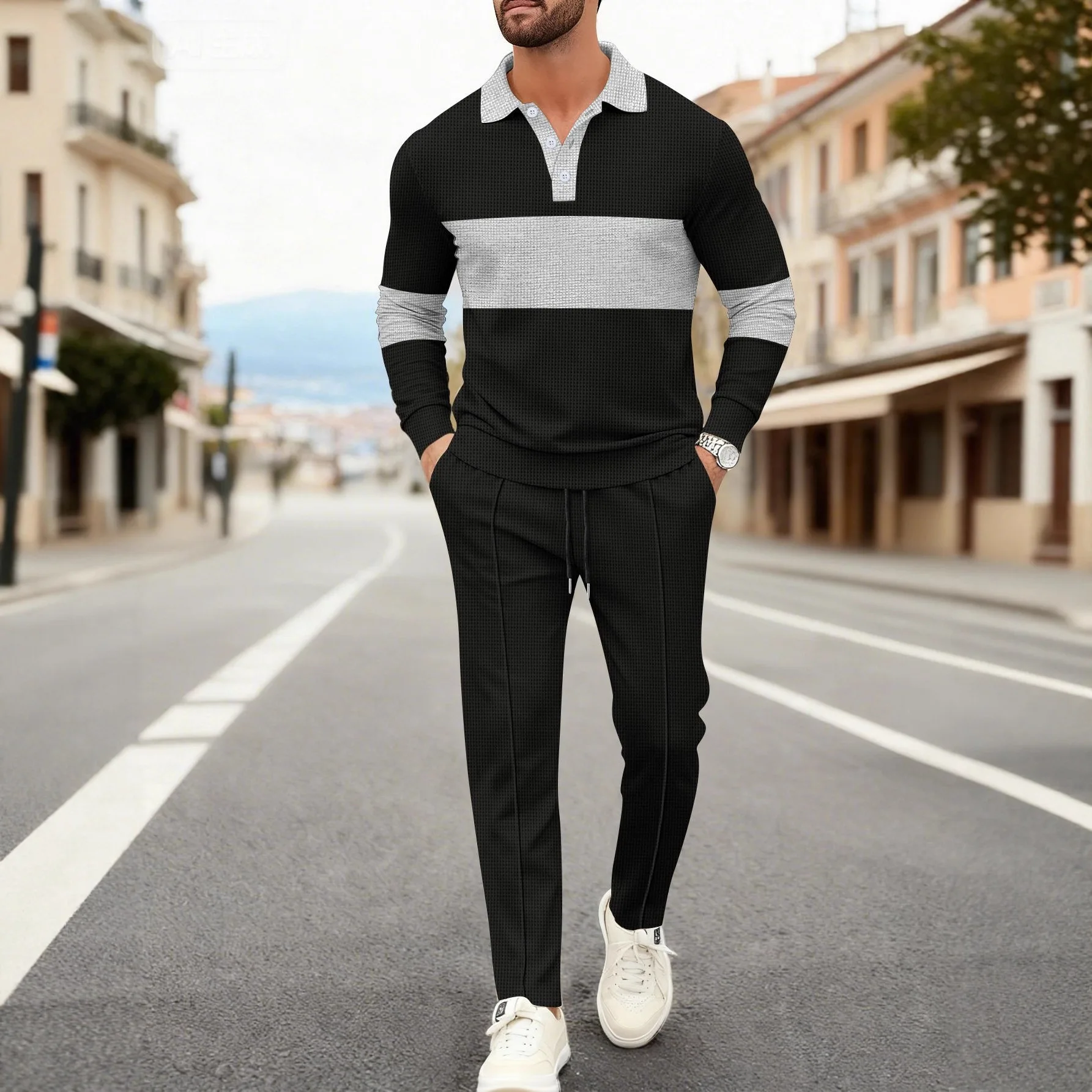 Men's Casual Sports Crew-Neck Sweater Set Long-Sleeved Long Pants Spring Autumn Trend Comfortable Fashion Outfit for Men