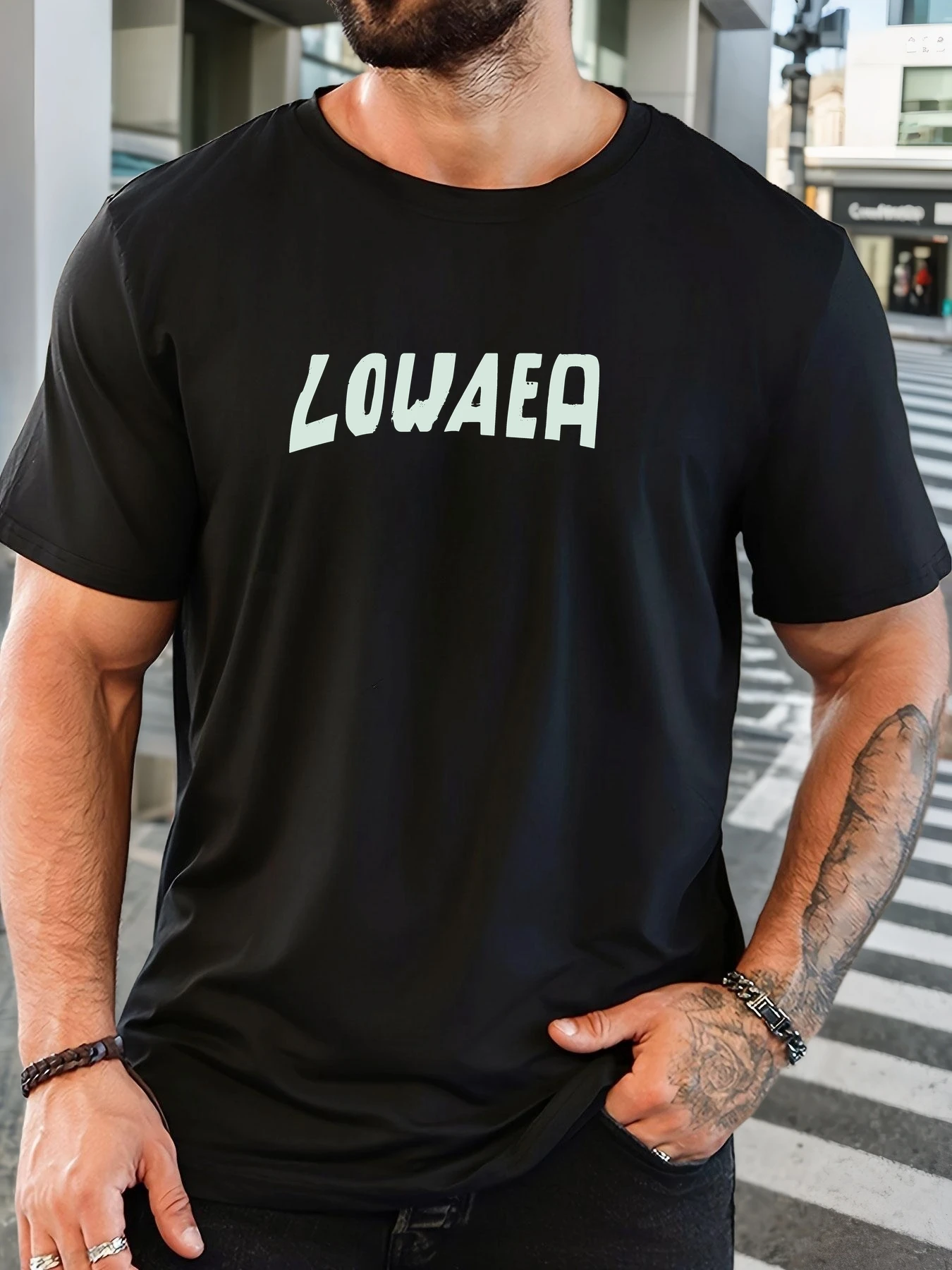 

Men's 100% Cotton Printed T-Shirt LOWAEA Pattern Summer Casual Oversized Round Neck Short Sleeve Comfortable Daily Wear Tee