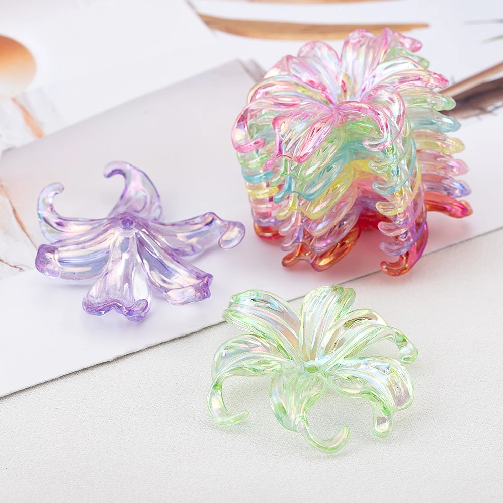 20pcs 40x45mm Multicolor Acrylic Petal Transparent Flower Beads DIY Bracelets Necklaces Keychain Accessories for Jewelry Making image 6