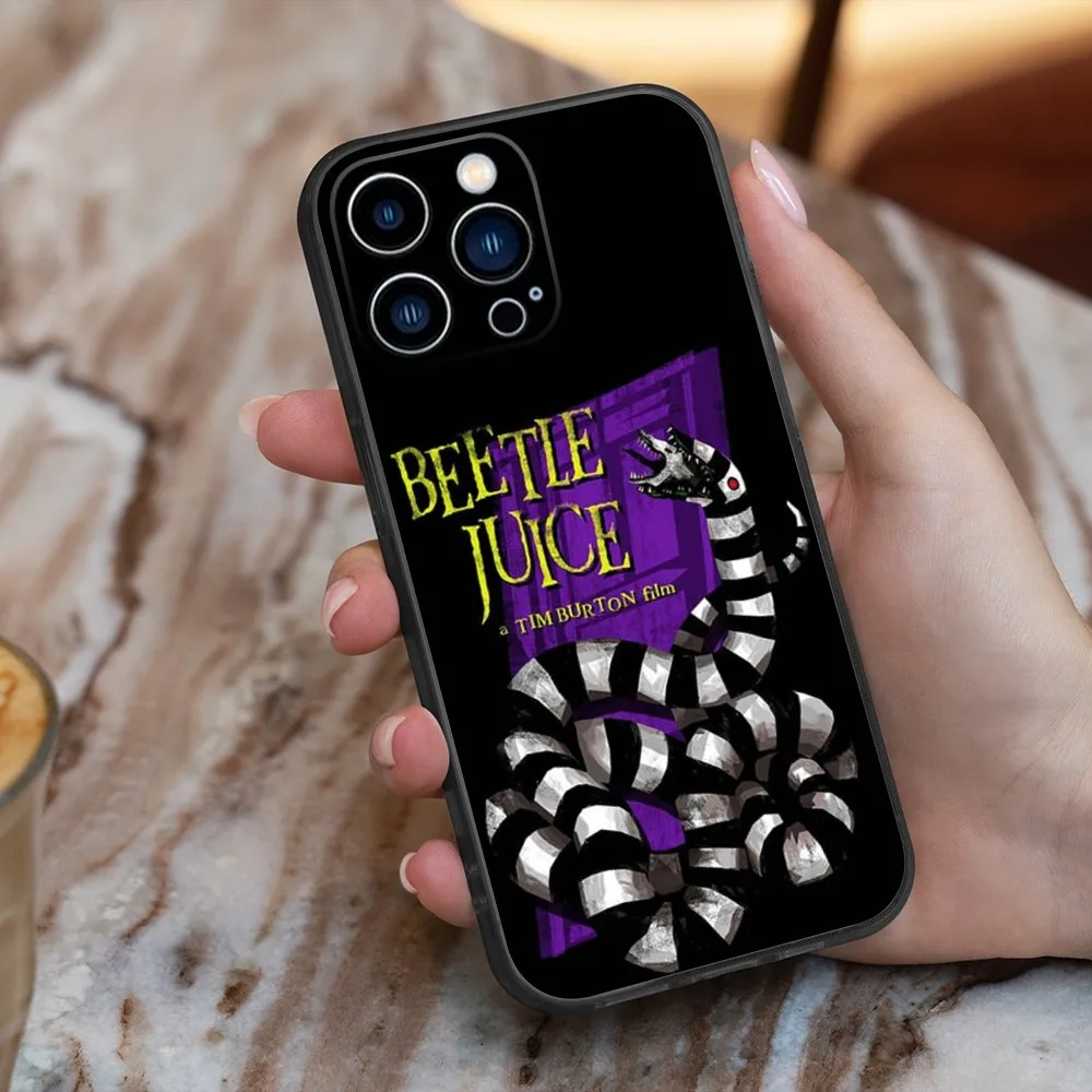 Movie B-Beetlejuice Phone Case For iPhone 16,15,14,13,12,11,Pro,X,XS,Max,XR,Plus,Mini Silicone Black Shockproof TPU