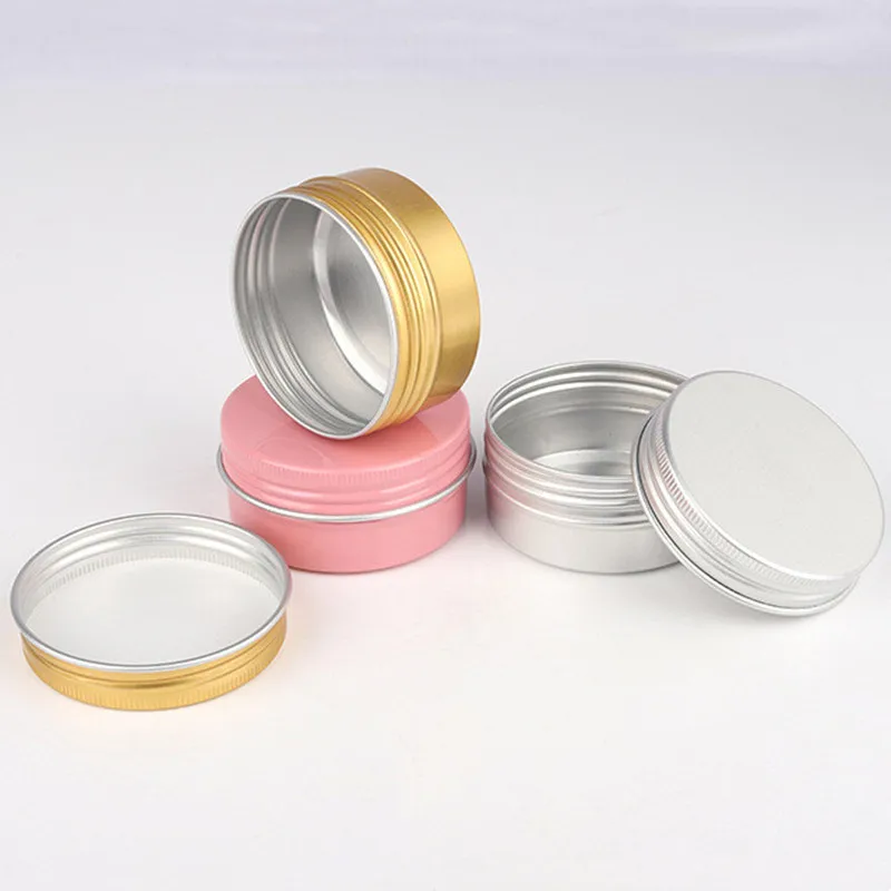 100pcs 1.76oz Metal Round Aluminum Tins Refillable 50ml White Containers Jar with Screw Lid for Cosmetic Cream Sample Cans