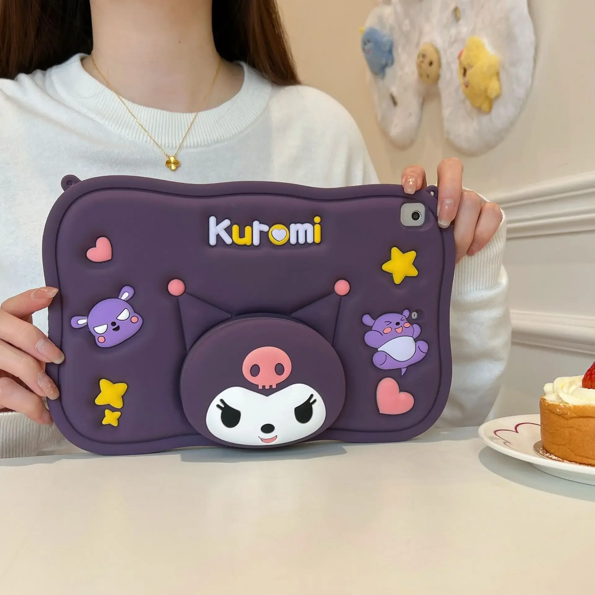 Мультяшный чехол Kuromi Sanrio для iPad Mini 6 5 4 9,7 Air 3 4 5 10 Gen 10,9 2020 2022 Pro 11 дюймов, 3D подставка, силиконовый чехол