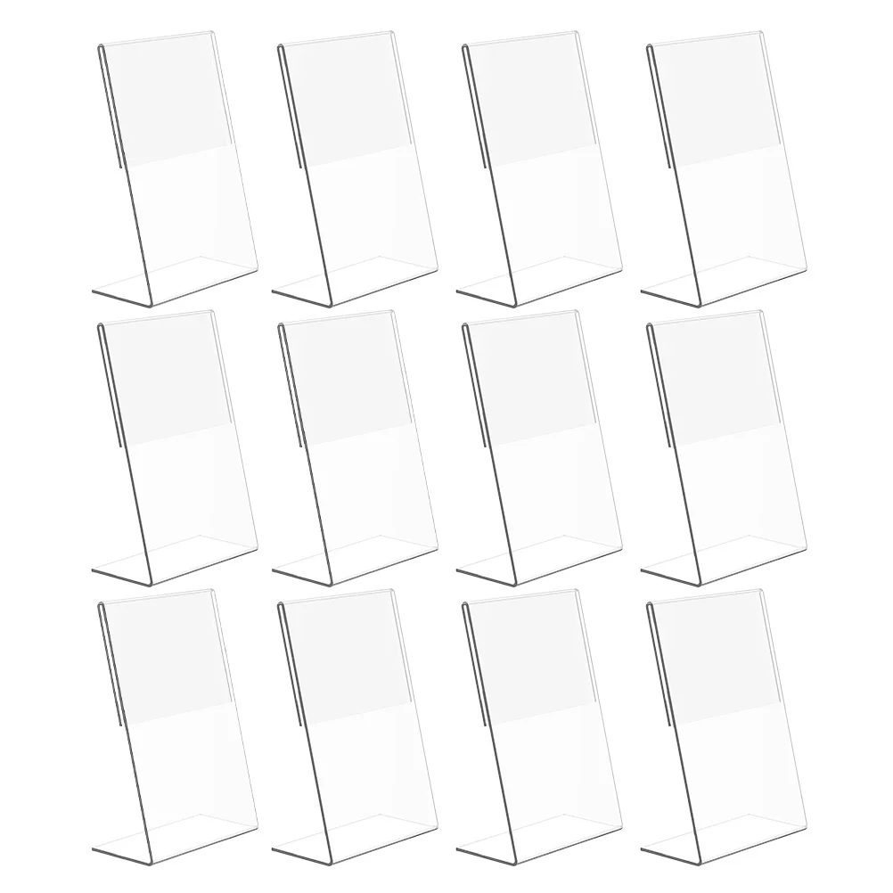 

12 Pcs Transparent Display Stand A6 Acrylic Sign Holder Table Number Dust Proof For Hotel School Restaurant Trade Show