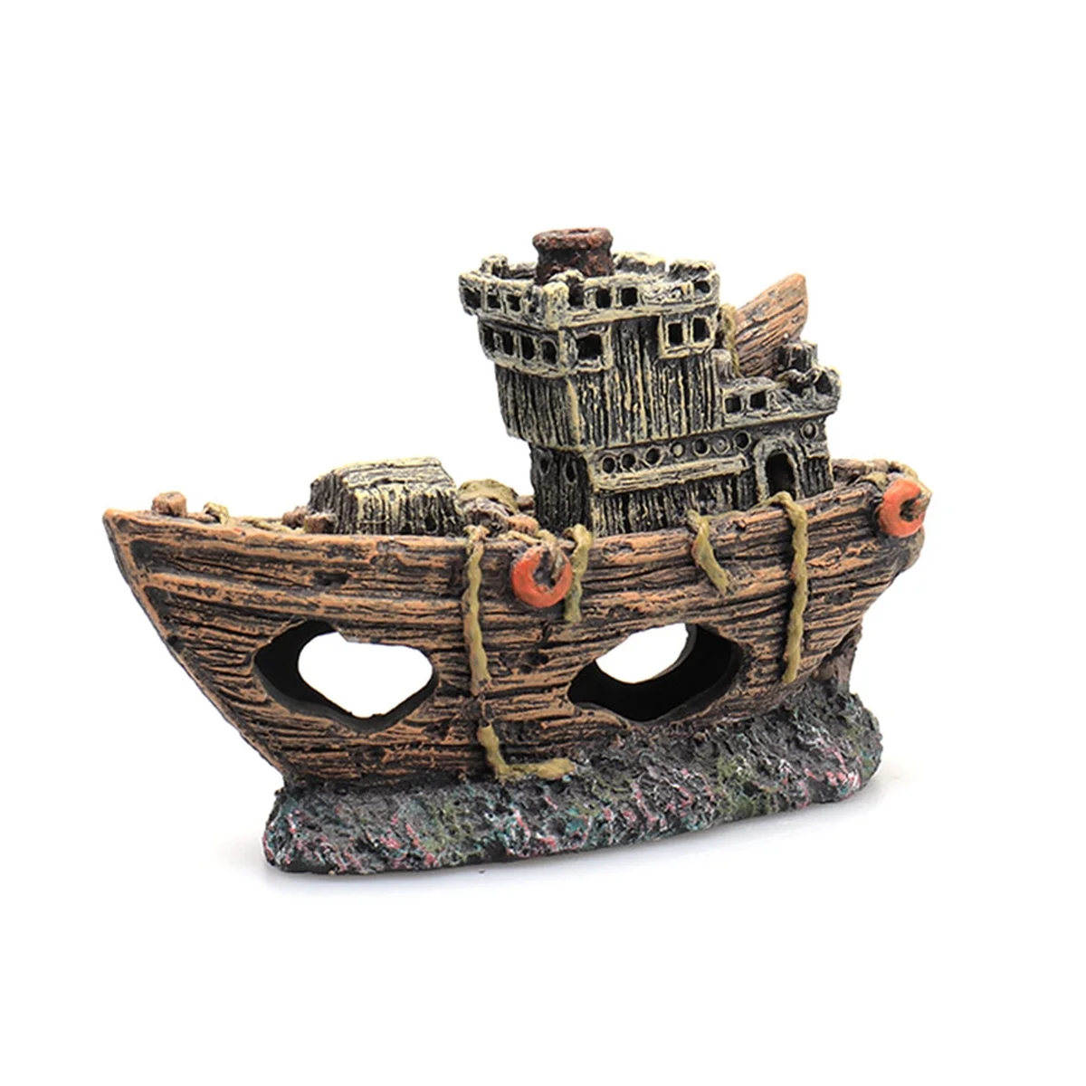 Aquarium Pirate Fish Ship Landscaping Resin Tank Statue Mini Shipwreck Ornament Ornamental Fish Shelter Accessory Decor