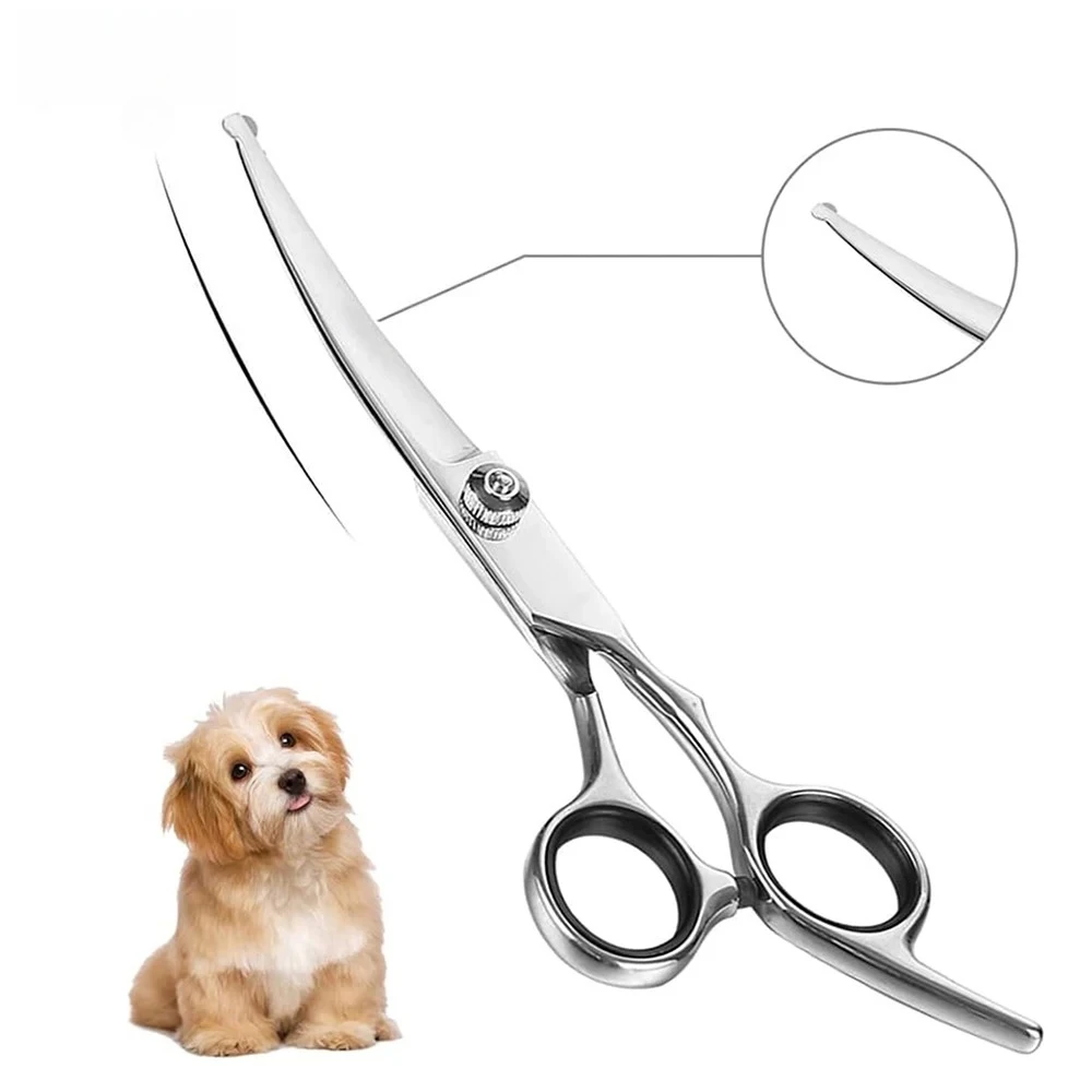 DogGrooming Scissorswith Round Safety Tip – Ambidextrous Stainless Steel Pet Hair Shears for Face, Paw & Sensitive Area Trimming