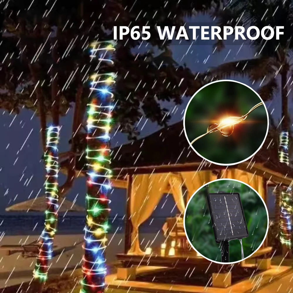 Solar string light 8-mode timer waterproof fairy light for courtyard Christmas tree party garden decoration