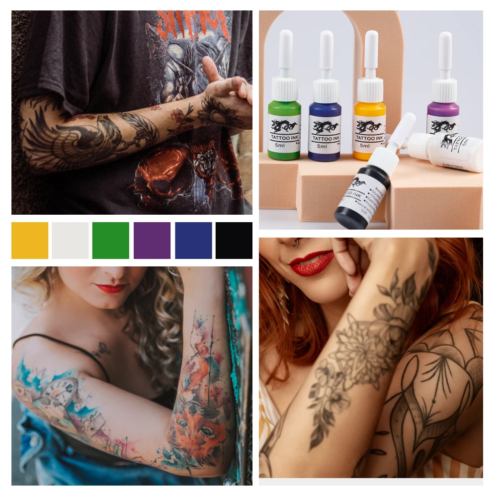 Phoenixy-pigmentos de tinta para tatuaje, 6 colores, suministros de pintura para maquillaje permanente, tinta de arte corporal para tatuaje, tinta