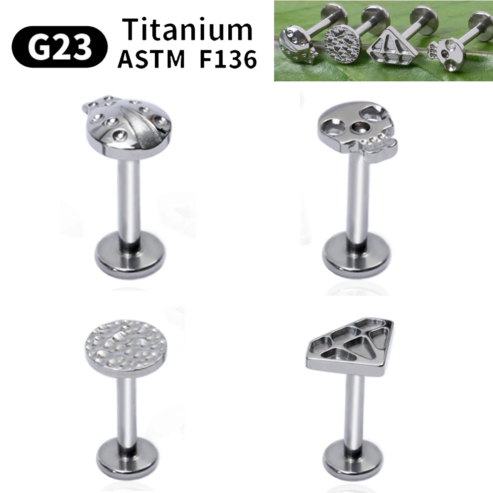 stud earrings 100% G23 Titanium Piercing Labret Lip Stud women Jewelry ASTM F136 Small earrings wholesale New Gift