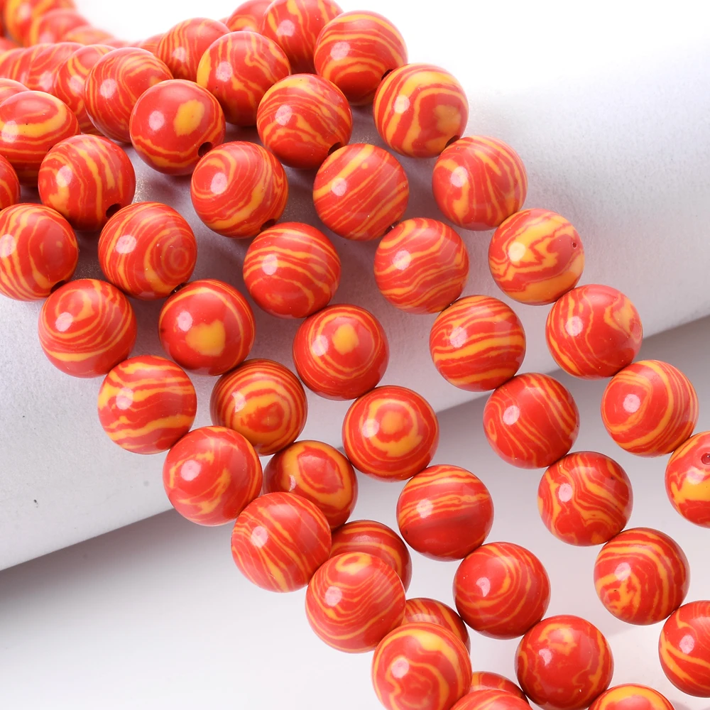 4/6/8/10/12mm Malachit Natürliche Runde Stein Perlen Orange Lose Spacer Perlen für DIY Schmuck Machen Armband Halskette Zubehör