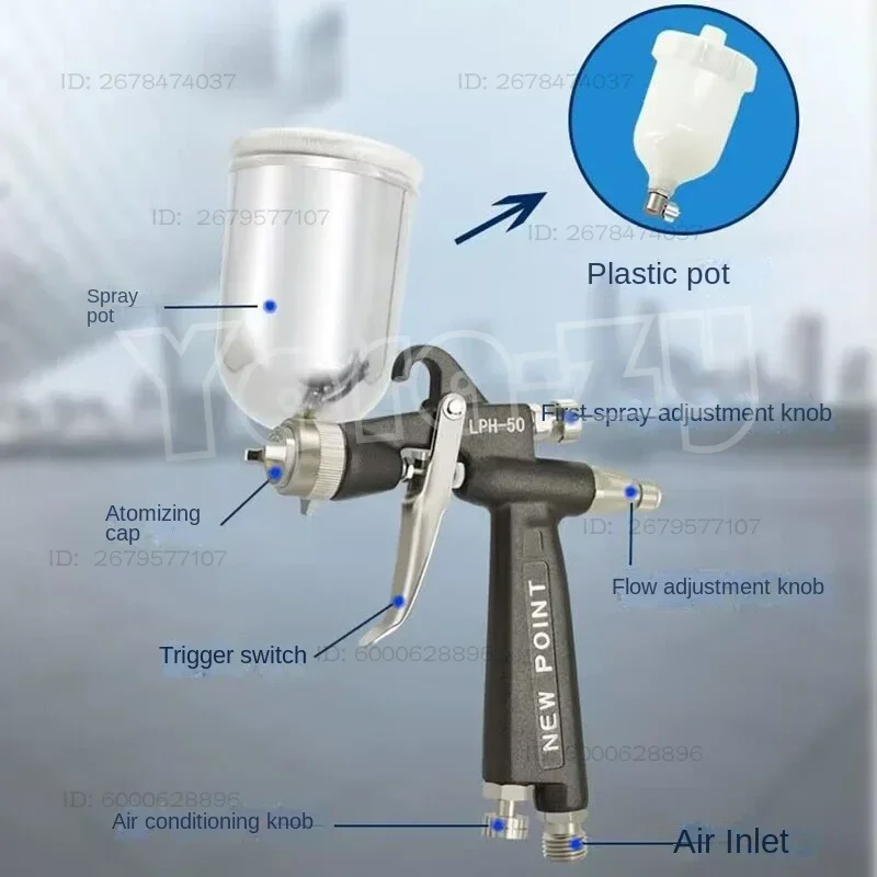 LPH-50 Small Spray Gun Low Pressure High Atomization Car Furniture Repair Leather Small Spray Gun Paint Gun Small Caliber Spray