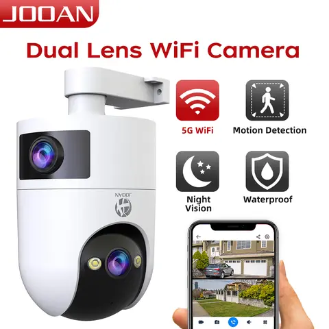 JOOAN 4K Wifi Surveillance Camera Outdoor Dual Lens Dual Screen Auto Tracking PTZ IP Camera Night Vision Security Protection Camera