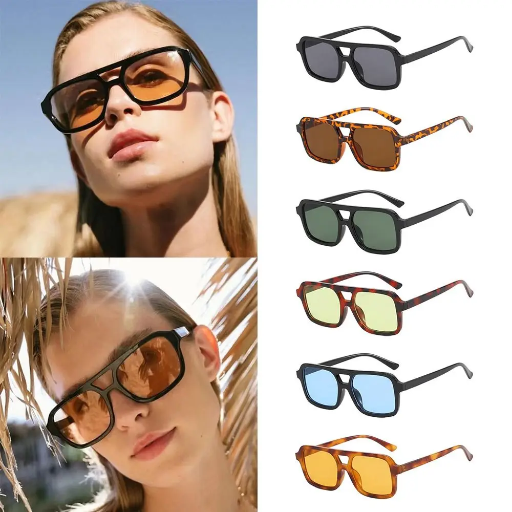 UV Protection 70s Square Sunglasses Trendy Comfortable Wear Popular Outdoor Glasses Rectangle Shades for Women & Men