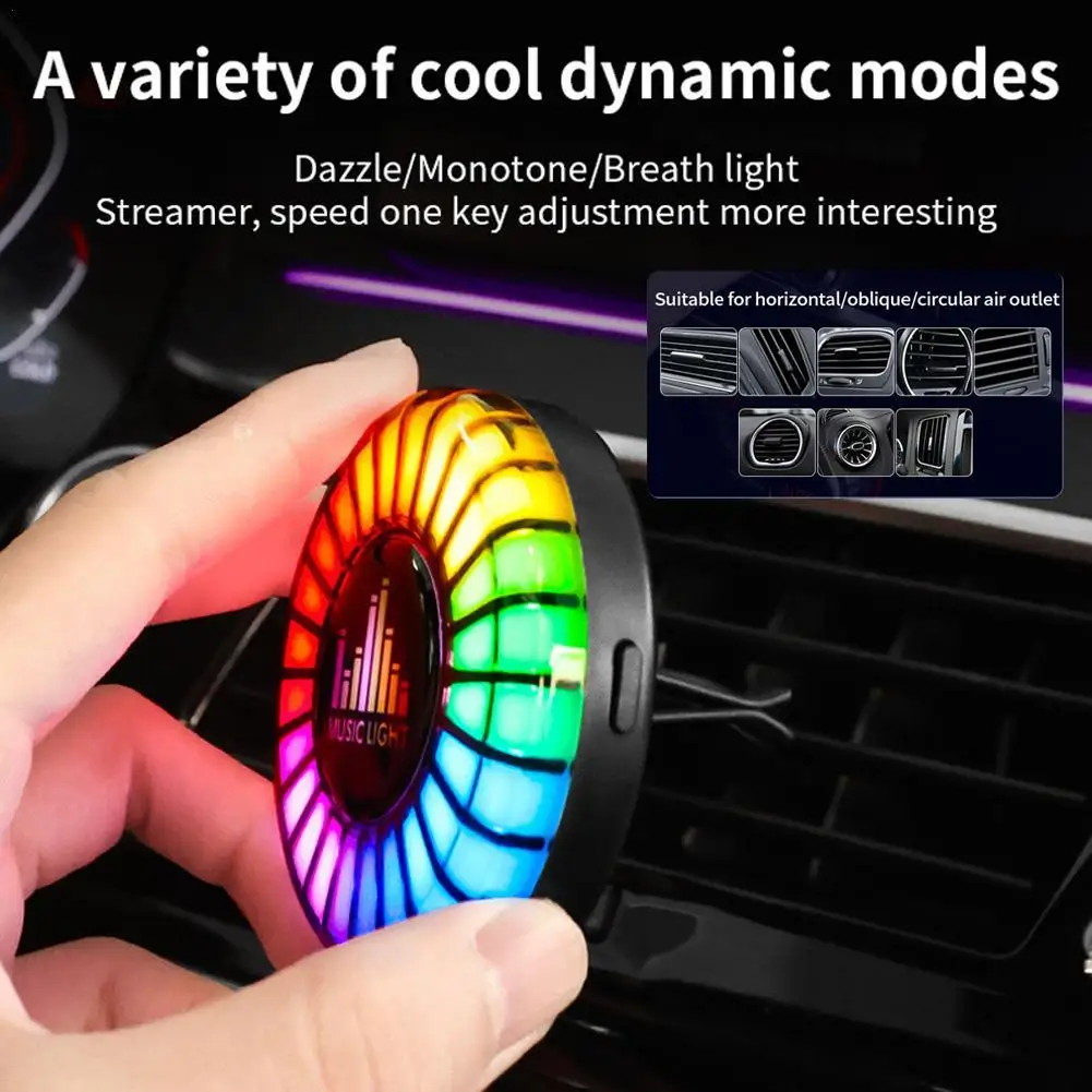 Car Air Freshener Outlet Fragrance Air Vent Aromatherapy Interior Perfume RGB Music Rhythm Lamp For BMW Honda Audi 