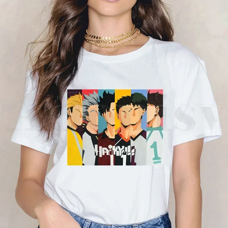 تي شيرت مانغا ياباني بأكمام قصيرة للنساء ، ويا ويا هايكيو ، كوورو ، توبات نسائية ، تيشيرتات هاراجاكو ، تيشيرتات عتيقة