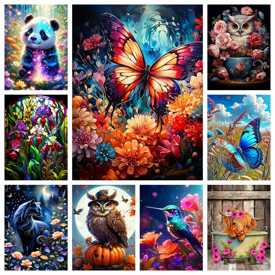 

Butterfly Owl AB Diamond Painting Stained Glass Diamond Art Set Full Diamond Handicraft for Home Wall Decor and Hoilday Gifts