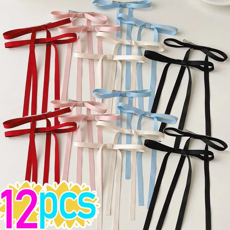 Cute Silk Sash Long Bow Hair Clip Trend Ribbon Hairpins Barrettes Headband Women Girls Headwear Accessories Wedding Jewelry