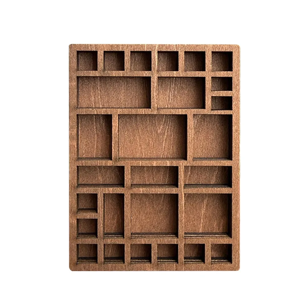 NEW Brown Miniature Trinket Shelf Variety Grids Compartments Mini Jewelry Holder Goods Display Rack Model