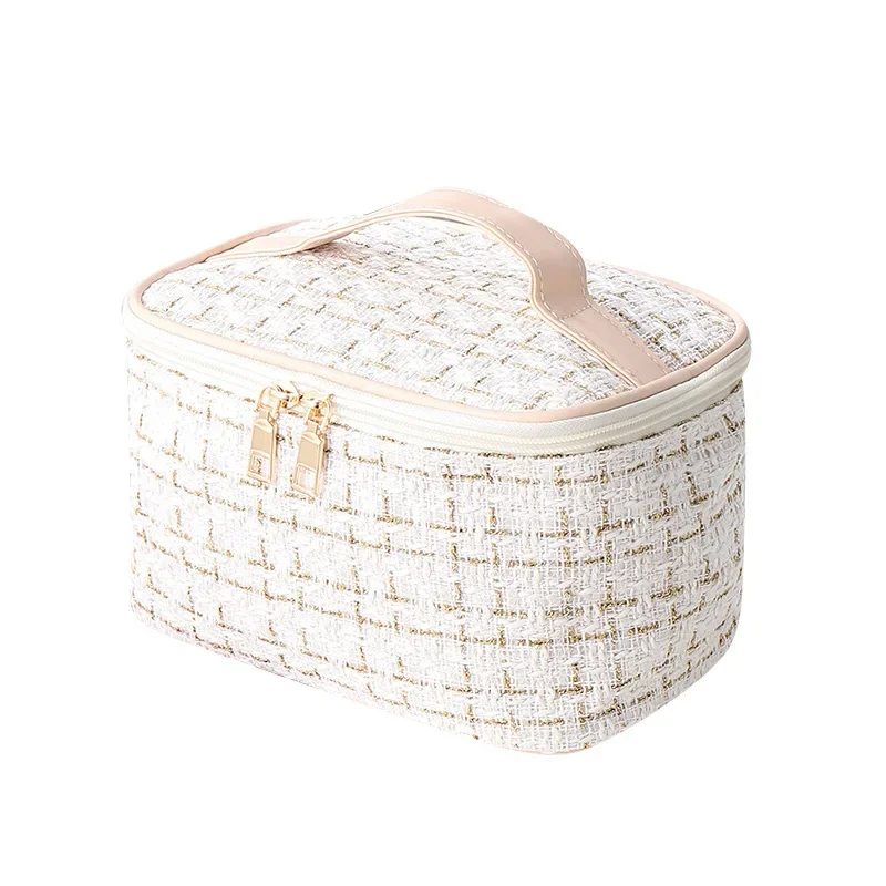 2024 New Korean Style of The Plaid Small Large Organizing Makeup Bag High-color Cosmetic Storage Bag for Women Toiletry Bag