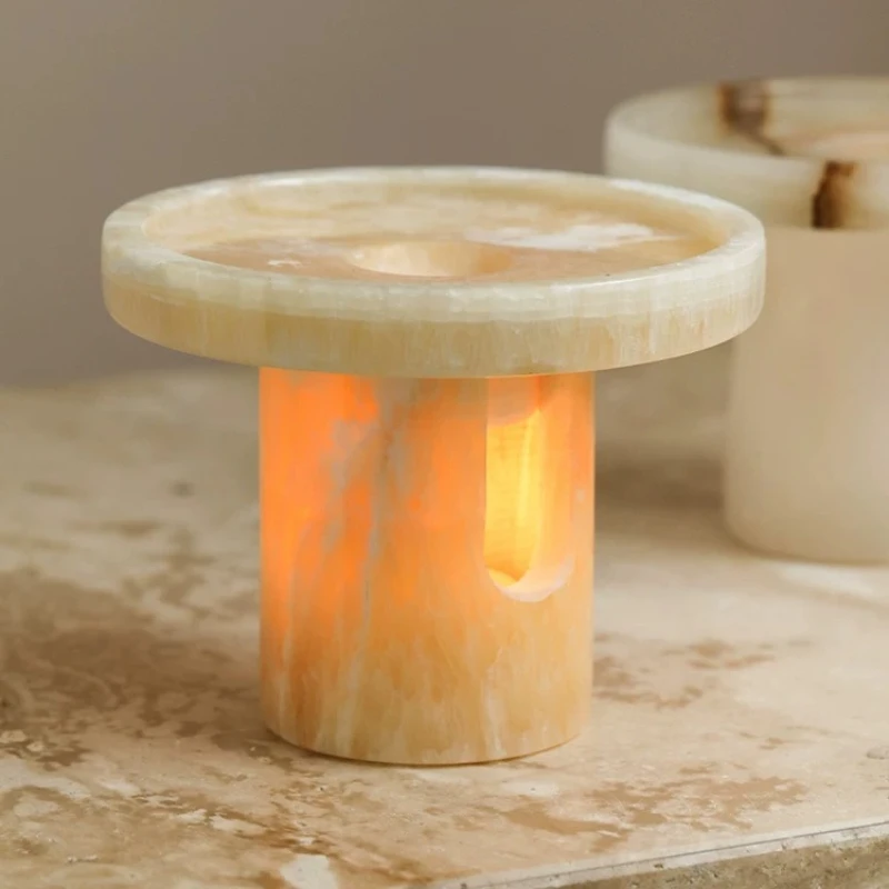 Natural Stone Tealight Aroma Diffuser Marble Wax Warmer Essential Oil Vaporizer Random Vein Desktop Jewelry Decor High Grade