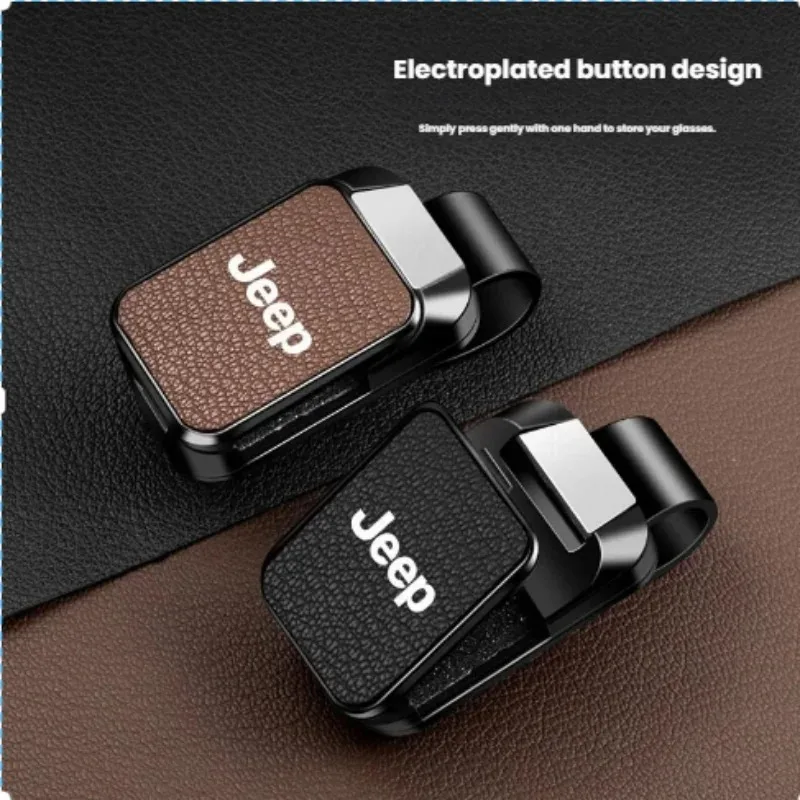 

Premium Car Visor Clip for Sunglasses - Unisex Goatskin Holder Fits for Jeep Wrangler Grand Cherokee Renegade Compass Gladiator