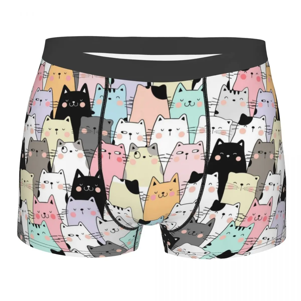 

Красочные шорты-боксеры с рисунком котенка и кота на заказ для Homme, нижнее белье с 3D принтом, трусы, эластичные трусы