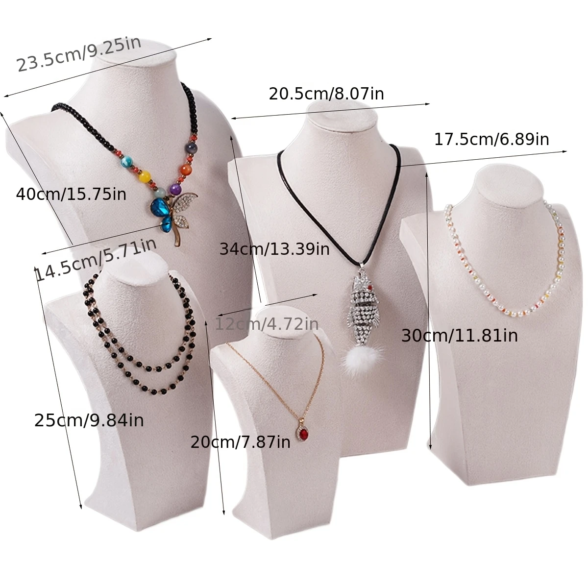 1PCS Fleece Portrait Model Necklace Display Stand Jewelry Neck Model Hanging Stand Counter Window Jewelry Storage Organizer