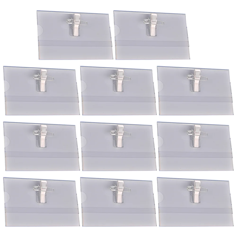 50 Pcs Labels Tag Transparent Badge Staff Clip Portable Name Holders with Clips