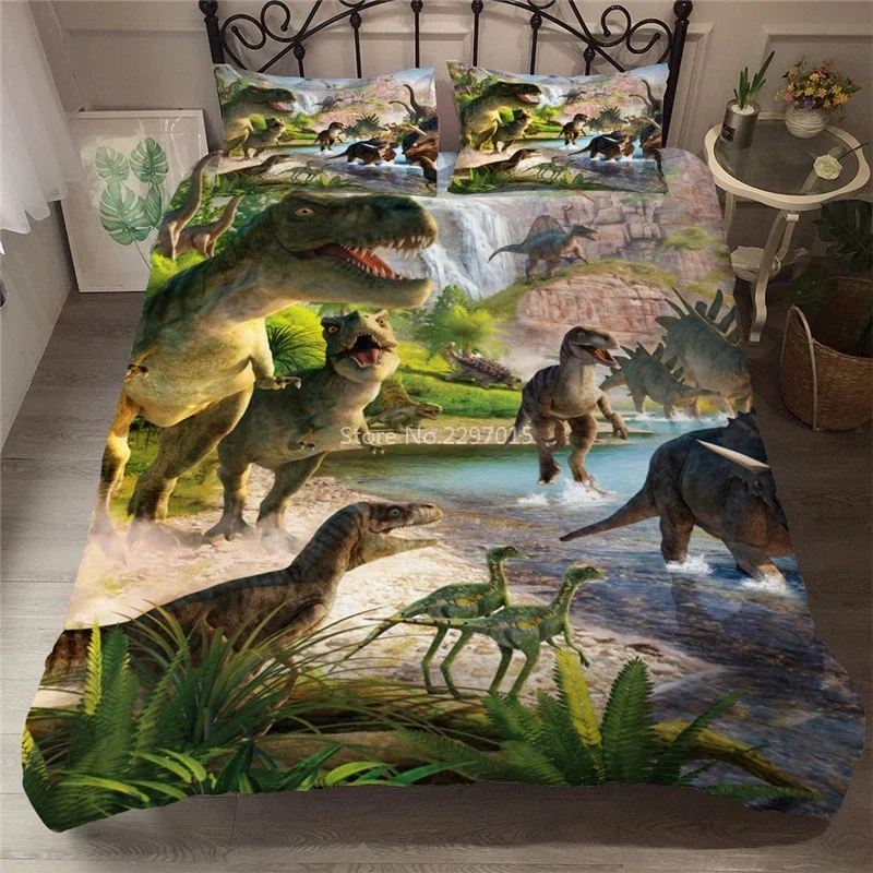 Home Textile 3d Dinosaur Bedding Set Luxury Children Duvet Cover Set Pillowcase Boys and Girls Bed Sets Queen King Digital Print